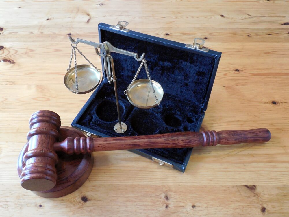 wooden gavel scales